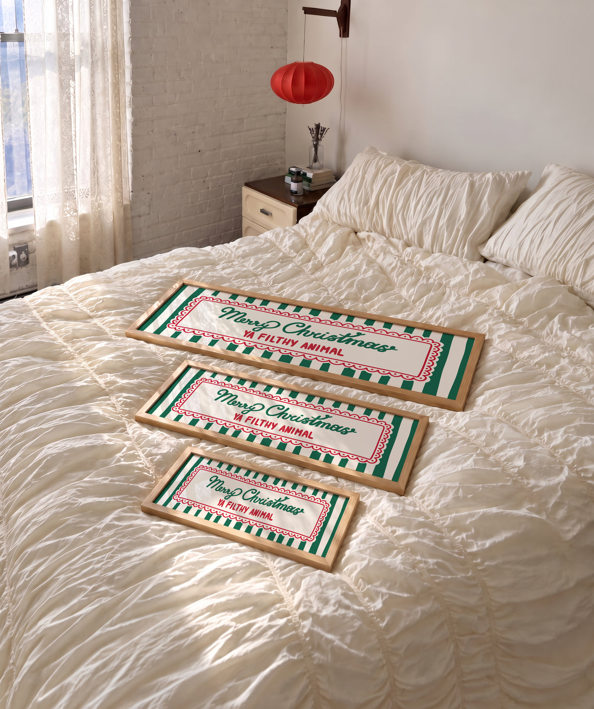 Merry Christmas Ya Filthy Animal Green Panoramic Print