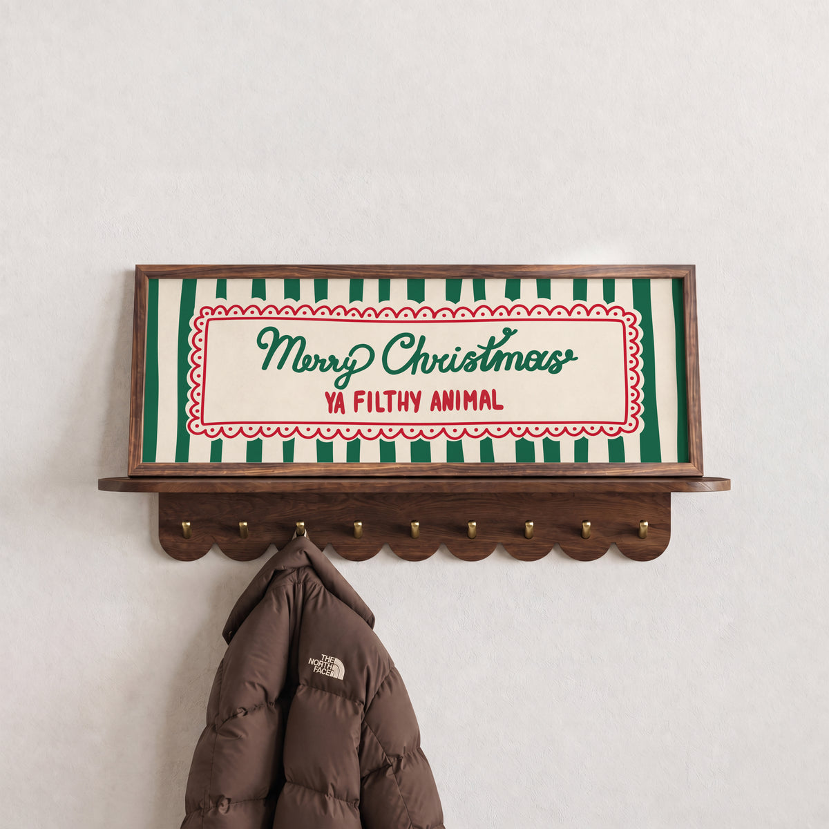 Merry Christmas Ya Filthy Animal Green Panoramic Print